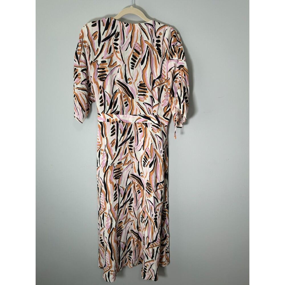 BA&SH Womens Baby Pink Tabb Printed Crepe Midi Wrap Robe Tabby Dress Size Medium - Picture 4 of 12